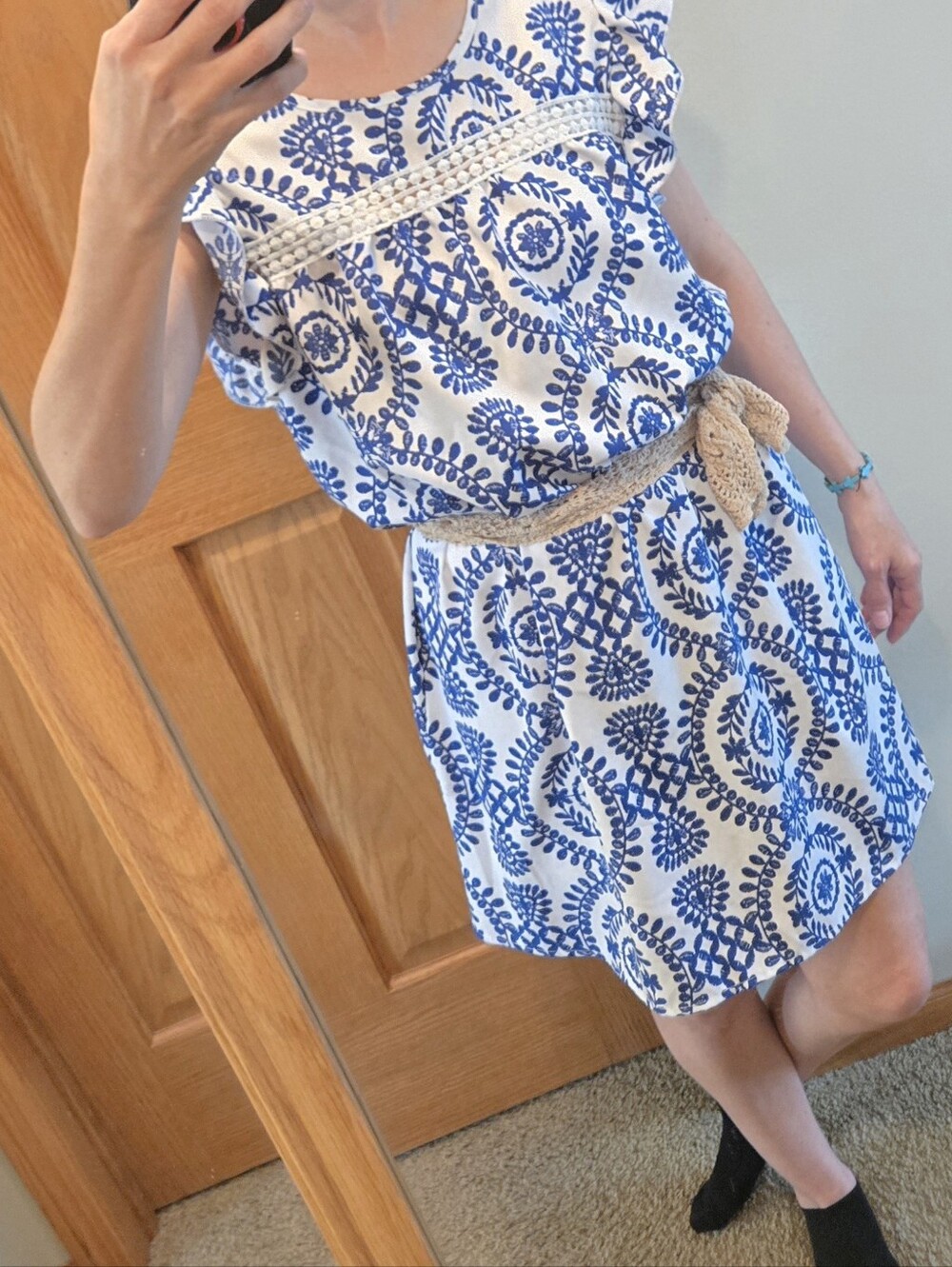 Vivid Eden L Summer Womens Round Neck Cap Sleeve Dress Lace Patchwork A Line - Picture 9 of 15